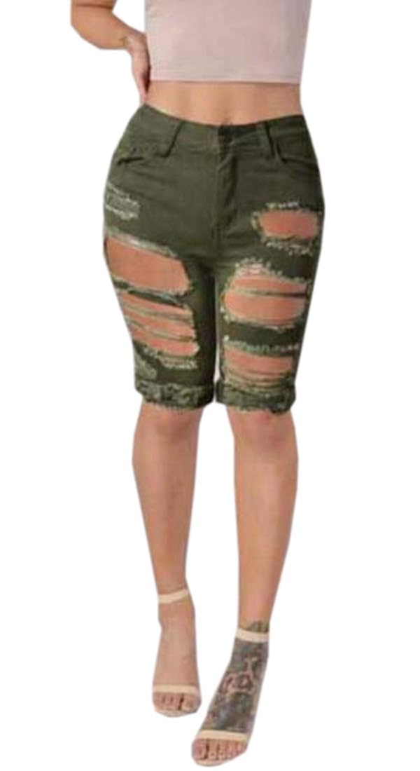 distressed bermuda jean shorts