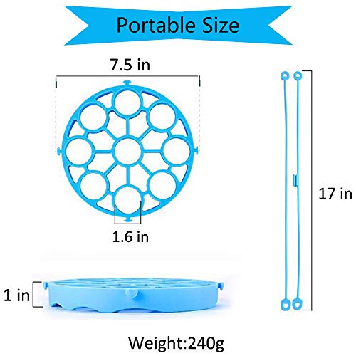 Silicone Egg Rack, Steamer Rack Trivet With Handles Holds Egg Bites Mold Or 9 Eggs For 6Qt 8Qt Instant Pot Multifunctional Pressure Cooker Bakeware Sling & Heat Resistant Mat With Removable Slings