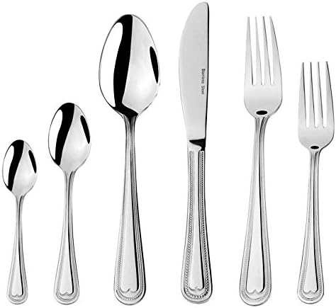 65-Piece Silver Flatware Set Dining Service for 12 - Premium 18/10 Stainless Steel - Silverware Serving Set Lightweight - Wood Flatware Box - Dishwasher Safe (Madison Silver)