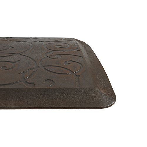 Retro Scroll PU Comfort Floor Mat Anti Fatigue Kitchen Rugs for Kitchens & Office W20 x L30 x H3/4" (Brown)