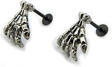 16 Gauge 5/16 Stainless Steel Skeleton Hand Labret Monroe Lip Ring