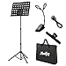 Moukey Sheet Music Stand MMS-2 Portable Travel Metal Adjustable Folding Music Stand With Stand Light Carrying Bag Black