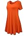 BELAROI Womens Comfy Swing Tunic Short Sleeve Solid T-Shirt Dress (3X, Orange)