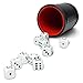 RNK Gaming 5 Pack of Professional Dice Cups PU Leather and Red Velvet Lined, Includes 25 White Six-Sided Dice
