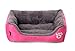 Spring Fever Small Big Animal Ultra Soft Paw Print Pet Water Resistant Rectangle Orthopedic Snuggle Dog Cat Warm Pet Bed Pink S