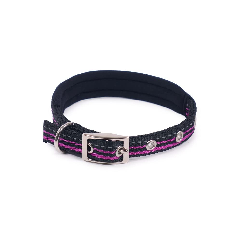 Rosewood Reflective Adjustable Dog Collar, Medium, Black, 14 to 18"