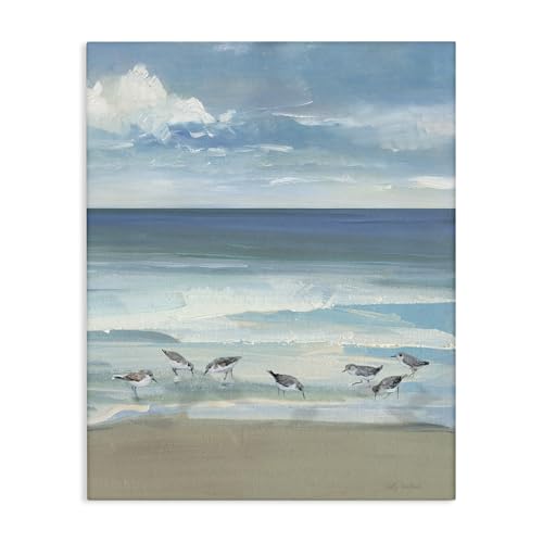 Stupell Industries Gentle Waves with Birds Canvas Wall Art design by Sally Swat…