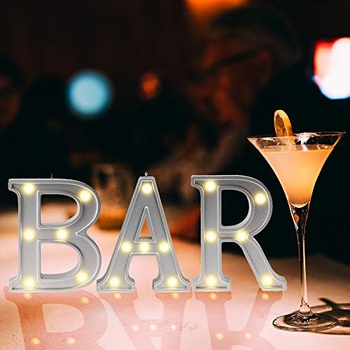Light Up Bar Sign LED Illuminated Marquee Signs Small Silver Bar