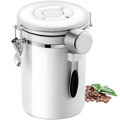 Pote Cafe Hermetico Inox Grãos Café Chá Açúcar Farinha Cereais Pote Armazenamento Cafe Vasilha Café com Colher para Escritórios Domésticos e Assim Por Diante Recipiente Café Aço Inoxidável 2,8L