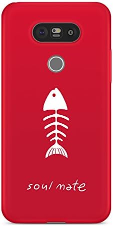 LG G5 Case, Gview Cute 3D Cartoon Fish-Bone Drawing Design for Girls, Soul Mate Hard Plastic Slim Fit Cover Shell for LG G5, Gift Idea for Kids - Red