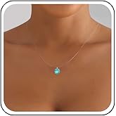 Aneneiceera Vintage Tiny Green Crystal Pendant Necklace Silver Rhinestone Choker Necklace Emerald Transparent Invisible Chain Necklace Cz Fishing Line Necklace Chain Jewelry for Women