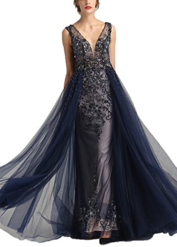 navy blue dress with train