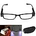 Bright Lighted Readers Nigthtime LED Reading Glasses with Light for Men Women Reading in Dark Night, Black Frame, Lightweight (3.0)