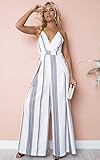 Angashion Women's Floral V Neck Adjustable Spaghetti Strap Tie Knot Back Wide Leg Romper Jumpsuits