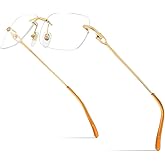 HEPIDEM Vintage Style Rimless Rectangular Metal Eyeglasses for Men,New Frameless Square Optical Glasses Frame