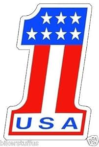 Amazon.com: USA Number # 1 American Flag Sticker Racing