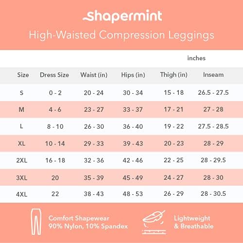 Shapermint High Waisted Leggings For Women Tummy Control And Full Body Shaping Xxlarge Black Amazon Sg Fashion