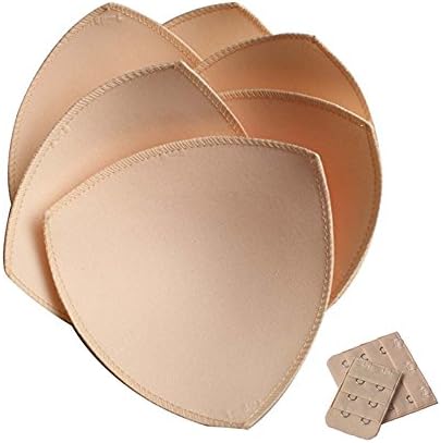 GOUP 3 Pairs (6 Pieces) Womens Removable Triangle Cup Smart Cups Bra Inserts for Sport Bra Yoga Bra Bikini Top Soft Bra Pad,Free Gift Bra Extender,Beige(Size L/XL)