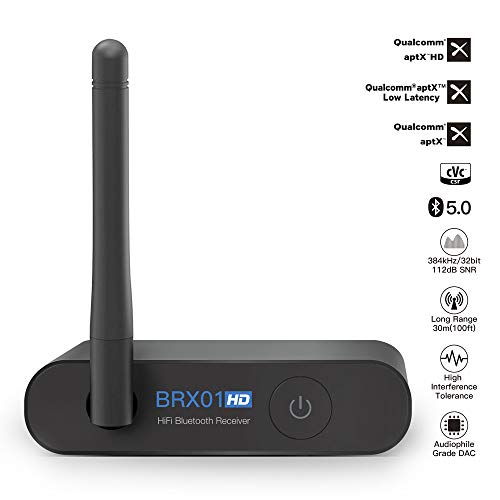 AKSONIC aptX HD Long Range Bluetooth Stereo Receiver with 100 feet Stereo Amplifier Antenna, Bluetooth DAC Audiophile Receiver, V5.0 Bluetooth Adapter Audio for Stereo, RCA to 3.5mm, Digital Optical