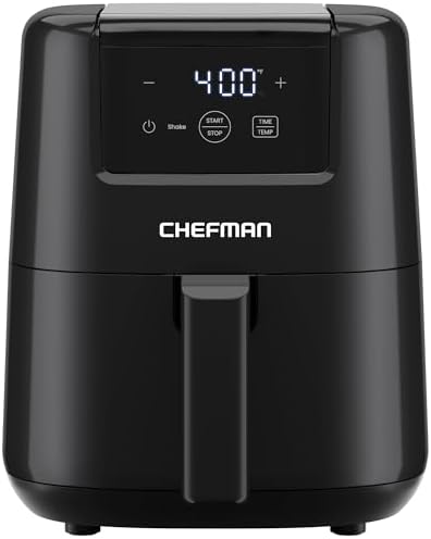 CHEFMAN 2 Qt Mini Air Fryer – Digital Space-Saving Compact Air Fryer with Nonstick and Dishwasher Safe Basket, Quick & Easy Meals in Minutes, Features Digital Timer and Shake Reminder – Black