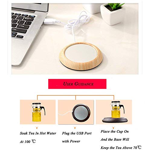 Coffee Warmer USB Mug Warmer Beverage/Drink/Tea Warmer for Office/Home Use (Dark Wood Grain)