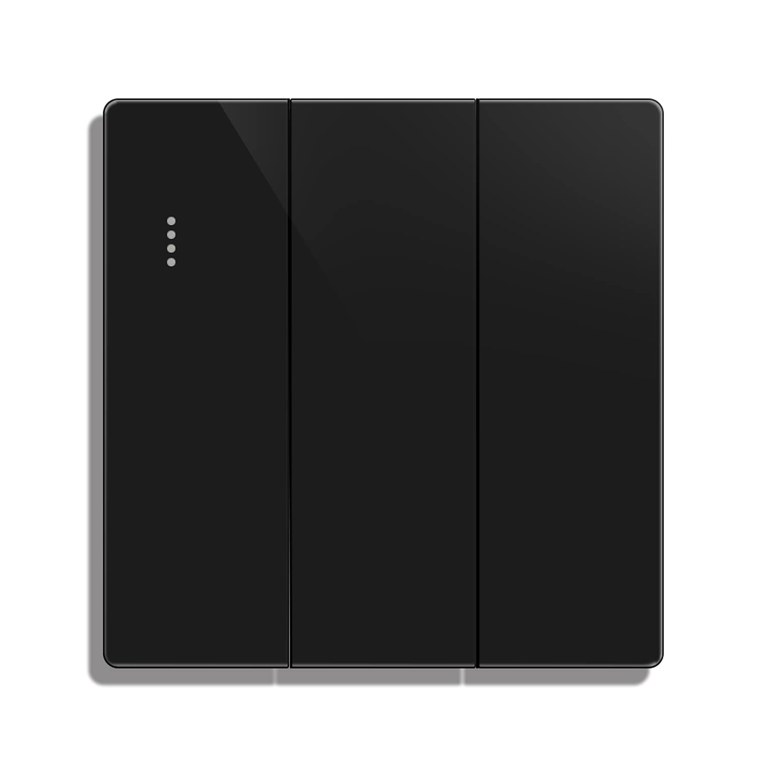 CNBINGO Big Rocker Button Switch with Phosphor Dots, Modern Matte Black Wall Plate, Electrical Triple Light Switch, 3 Gang 2 Way, 16A 250V