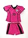 Pink & Black Soccer Player Outfit with Uniform, Shin Guards, Socks, Soccer Ball, and Shoes | Fits 18