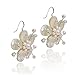 Mother of Pearl and Cultured Freshwater Pearl Hawaiian Plumeria Flower .925 Silver Earrings