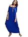 Verdusa Women's Boat Neck Batwing Sleeve Baggy Caftan Harem Oversized Maxi Dress Blue M