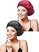 2 Pieces Large Satin Cap Double Layer Bonnet Night Sleeping Hat for Women, 2 Colors (Color Set 1)