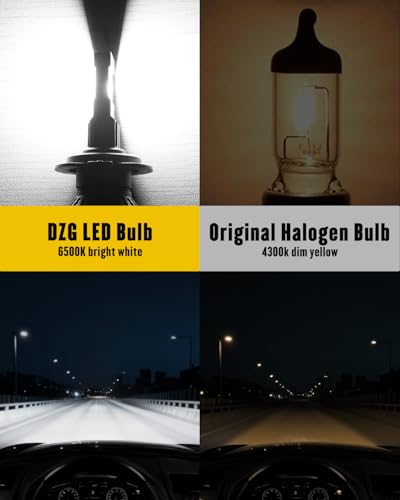 DZG H7 LED Headlight Bulbs 6500K 45W Super Bright LED Bulb High Low Beam Halogen Replacement LED Headlights Conversion Kit, 2 Pack