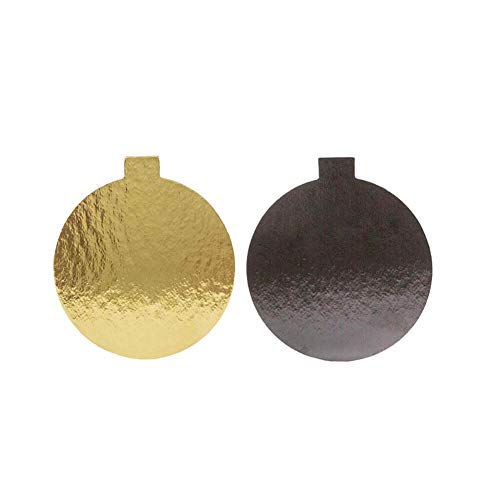 60 PC. Mini Single Portion Pastry Serving Tray Cake Boards Double Sided Gold & Black,- 3 1/8 '' - great for Dessert Buffet, Parties, wedding, Catering - Thumbnail 2