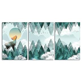 Canvas Wall Art Abstract Chinese Landscape Painting Artwork for Home Prints Framed - 16"x24" x 3 Panels