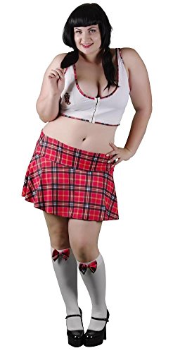 Delicate Illusions Plus Size Playing Hookie School Girl Womens Halloween Costume 4X (20-22) Red Plaid