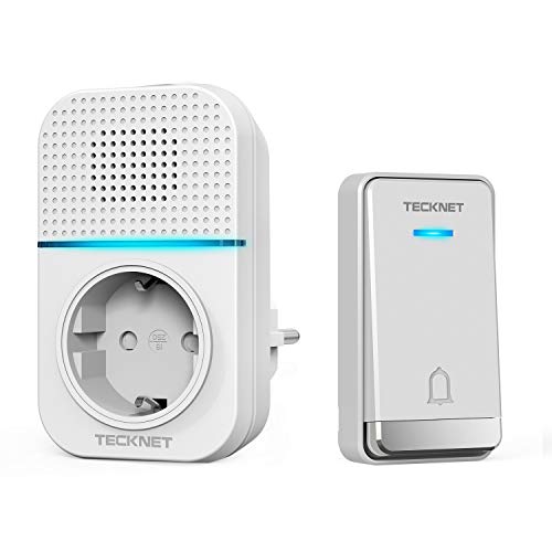 TECKNET 400m Wireless Doorbell IP65 Waterproof Electronic Chime Door Bell with Charging Function and LED Light, 60 Melodies at 5 Levels Volume