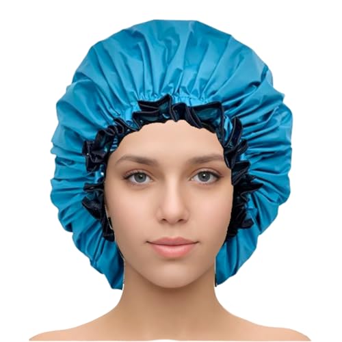 ELEBOX Premium Collection Super Jumbo Shower Cap for Braids Double-Layer Satin Waterproof Reusable Bonnet Sleep Cap