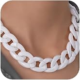 YERTTER Cute Colorful Acrylic Choker Chunky Chain Choker Necklace Resin Punk Chain Party Hip Hop (B-Pure White)