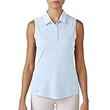 adidas Golf Women's Essentials Heather Sleeveless Polo Shirt, Soft Blue, Small