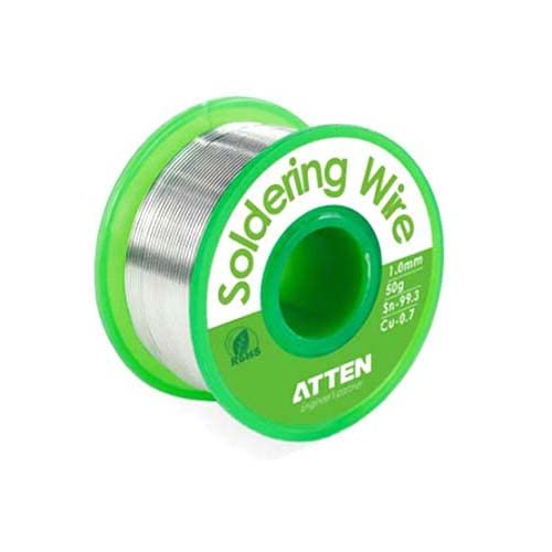 ATTEN Lead-Free Rosin Core Sn-99.3 Cu-0.7 Solder Soldering Wire, 0.8mm, 50g
