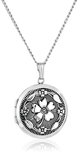 Sterling Silver Embossed Antique-Finish Locket Necklace, 20