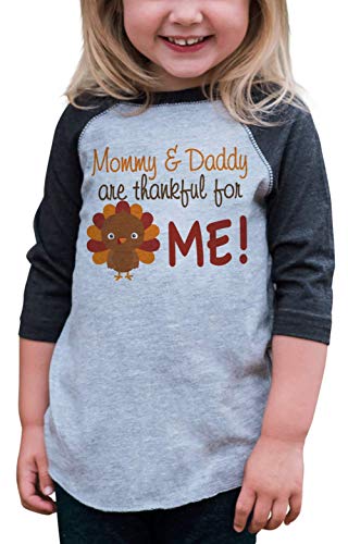 7 ate 9 Apparel Baby Boy's Thankful for Me Thanksgiving 2T Grey Raglan