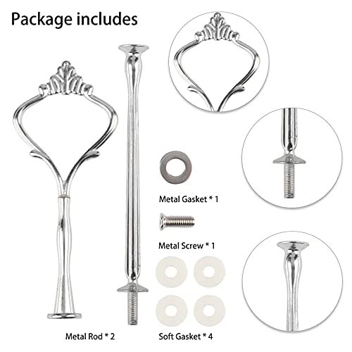 Lucky Will 2 Tier Cupcake Stand Plastic Tiered Tray Dessert Cakes Snacks Display Tower Tray for Wedding Birthday Party Baby Shower Tea Party (Silver New Crown,Square)