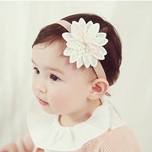 Jarsh Kids Baby Girl Hairband Sharp Angle Flower Headband Ribbon Newborn Toddler Hair Accessories (White)
