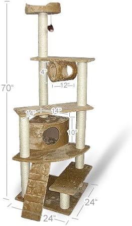 70" Cat Tree Condo Furniture Play Toy Scratch Post Kitten Pet House Beige