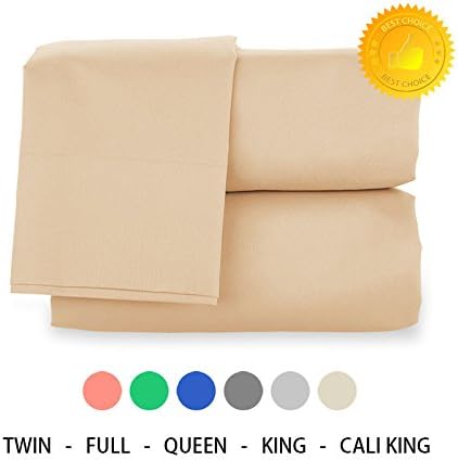 H Bedding Full Bed Sheet Set, 4pcs Solid Color Deep Pocket Brushed Microfiber 1800 Bedding - Wrinkle, Fade, Stain Resistant, Hypoallergenic Sheets, Pillow Case Set - Full, Beige