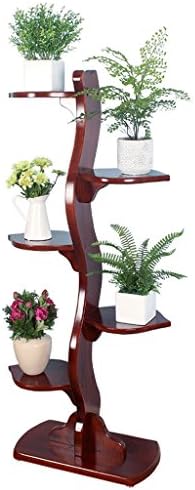 QARYYQ Flower Stand Multi-Layer Solid Wood Flower Pot Rack Balcony Bonsai Display Stand Log Chinese Decorative Frame 52x28x133cm Flower Stand