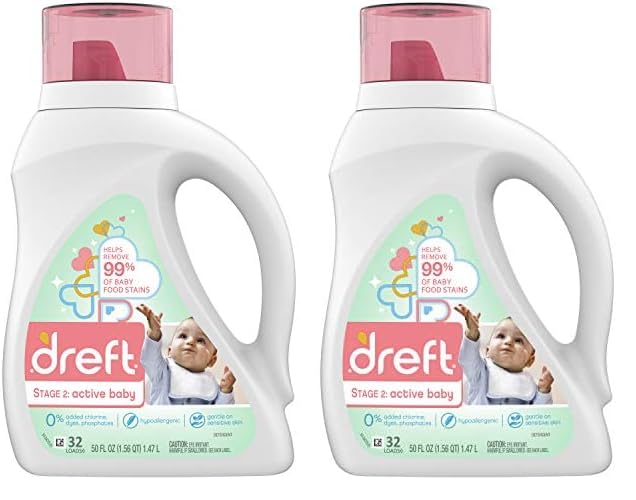 Stage 2: Active Baby Liquid Laundry Detergent, 32 Loads 46 fl oz (Packaging May Vary) (Pack of 2)