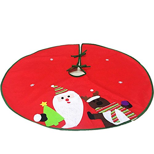 Junbuoom Newest Non-Woven Apro Red Tree Skirt Christmas Tree Skirt Christmas Supplies Christmas Decor Santa Claus Tree Skirt