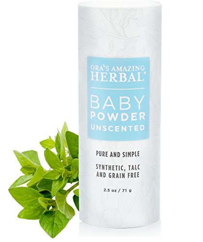 Ora's Amazing Herbal Talc-Free Grain-Free Gluten-Free Corn-Free Baby Powder, Unscented, 2.5 oz.