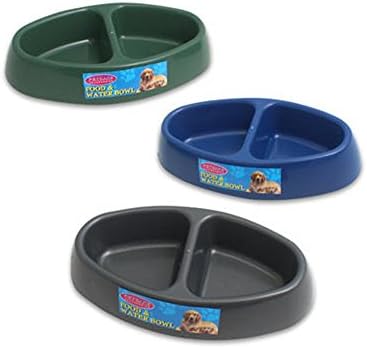 Pet Food &amp; Water Dog/Cat 12" Double Plastic Bowl (Green)